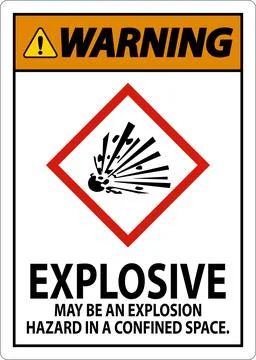 Warning Explosive GHS Sign On White Background Stock Illustration