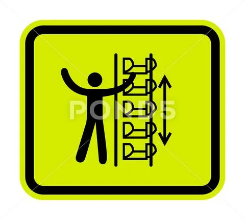Warning Exposed Buckets and Moving Parts Symbol Sign Isolate on White ...