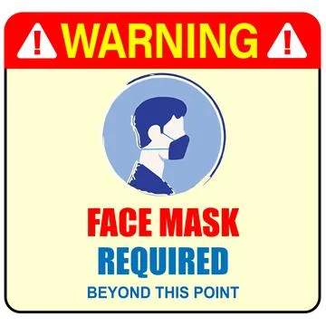 Warning face mask required beyond this point sign labe - Copy Stock Illustration