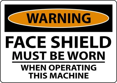 Warning Face Shield Must Be Worn Sign On White Background Ilustración de archivo