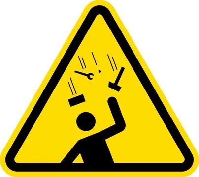 Warning falling debris sign. Stock Illustration