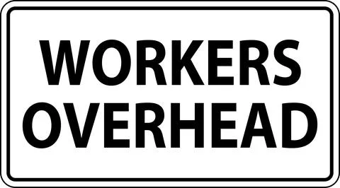 Warning Falling Debris Sign, Workers Overhead Falling Objects Illustrazione stock