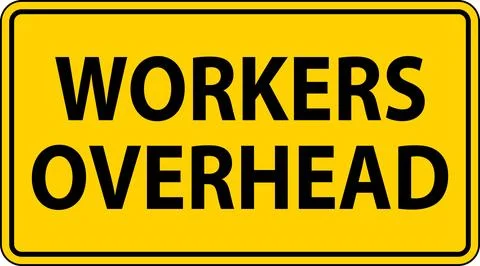 Warning Falling Debris Sign, Workers Overhead Falling Objects Illustrazione stock