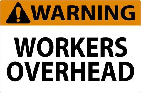 Warning Falling Debris Sign, Workers Overhead Falling Objects Illustrazione stock