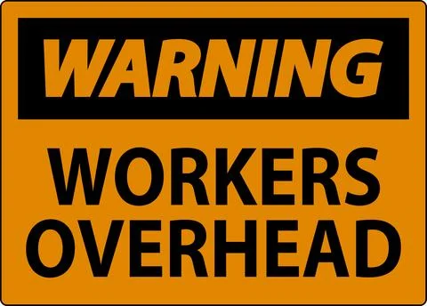 Warning Falling Debris Sign, Workers Overhead Falling Objects Illustrazione stock