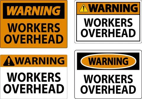 Warning Falling Debris Sign, Workers Overhead Falling Objects Illustrazione stock