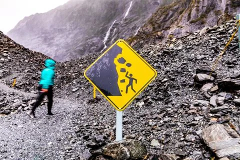 Warning Falling Rocks Stock Photos