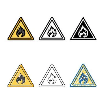 Warning fire color icon range vector イラスト素材
