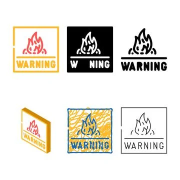 Warning fire color icon vector clean イラスト素材