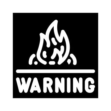 Warning fire glyph icon vector illustration Stockillustratie