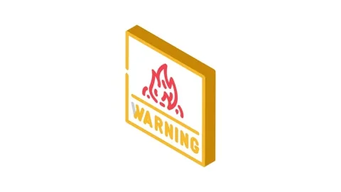 Warning fire isometric icon animation Stock Footage 327295607