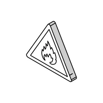 Warning fire isometric icon vector illustration 스톡 일러스트