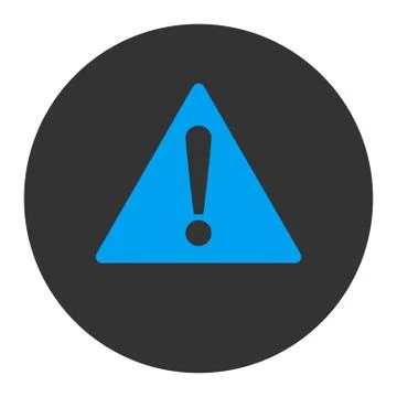 Warning flat blue and gray colors round button Stock Illustration
