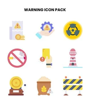 Warning Flat Graphics Icons Pack Stock Illustration