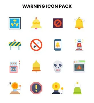 Warning Flat Graphics Icons Pack Stock Illustration
