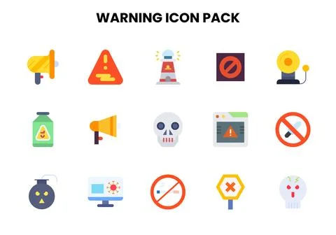 Warning Flat Graphics Icons Pack Stock Illustration