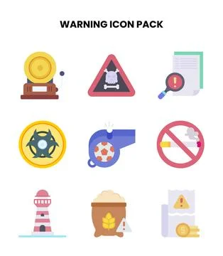 Warning Flat UI Icons Pack Stock Illustration