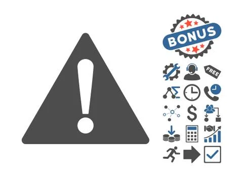 Warning Flat Vector Icon With Bonus Stockillustratie
