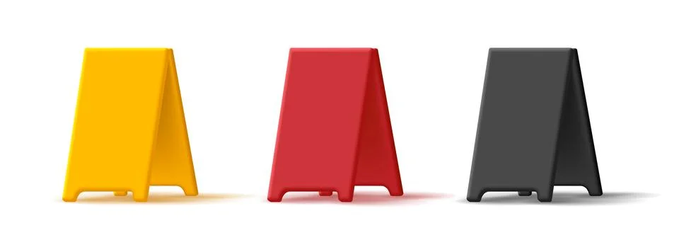 Warning folding board 3d icon set in different colors, warning for slippery f Stock Illustration