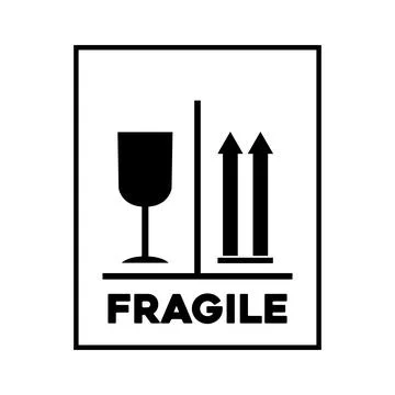 Warning fragile inside sticker Stock Illustration