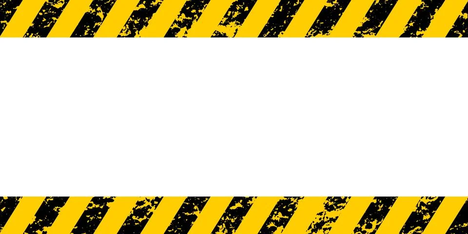 Warning frame yellow black diagonal stripes grunge texture warn caution Stock-Illustration