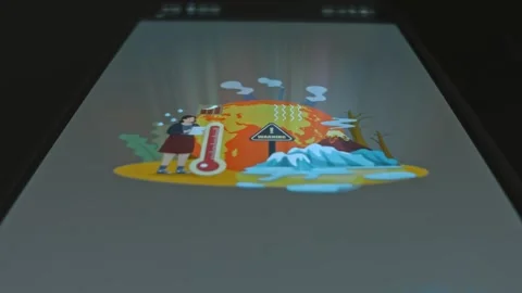 Warning of Global Warming, graphic presentation on smartphone Stock Footage 303632071