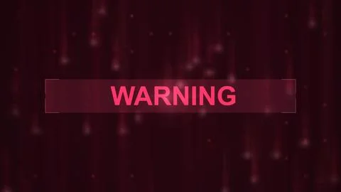 WARNING glowing red text banner alert background Illustrazione stock