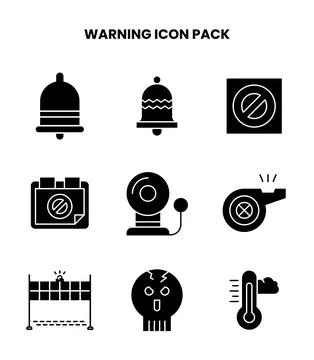 Warning Glyph Design Icons Pack Stock Illustration