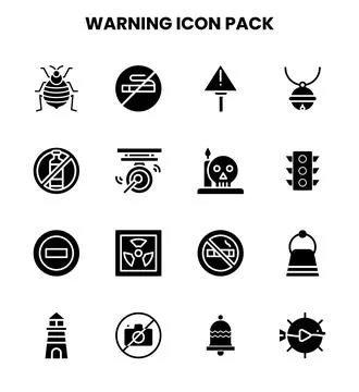 Warning Glyph Graphics Icons Pack Stock Illustration