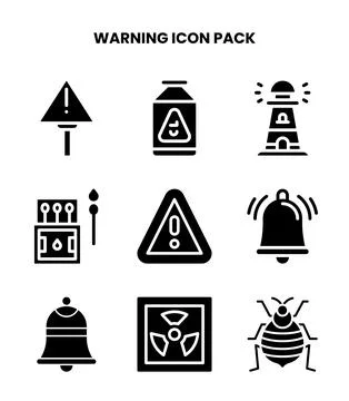 Warning Glyph Vector Icons Pack Stock Illustration