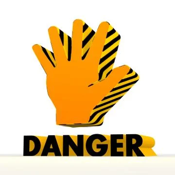 Warning hand pictogram with warning pattern Stock Illustration