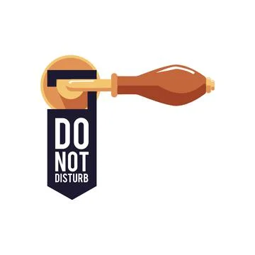 A warning hanger on door handle with text Do not disturb a vector illustratio 库存插图