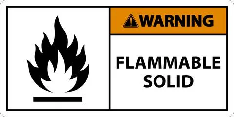 Warning Hazardous Signs Flammable Solid On White Background Illustrazione stock