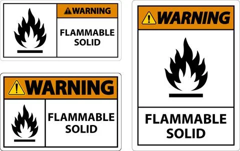 Warning Hazardous Signs Flammable Solid On White Background Illustrazione stock