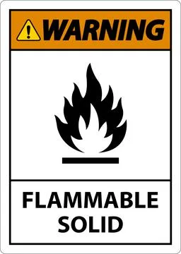 Warning Hazardous Signs Flammable Solid On White Background Illustrazione stock