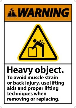Warning Heavy Object Use Lifting Aids Label On White Background 스톡 일러스트