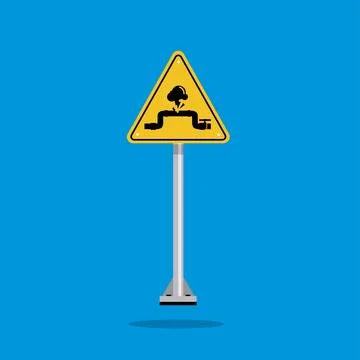 Warning high pressure on a yellow triangle board. Stock Illustration
