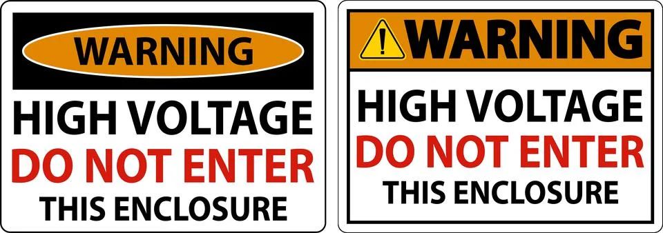 Warning High Voltage Do Not Enter Enclosure Sign Illustrazione stock