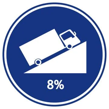 Warning Up To Hill Square Shaped Steep Climb (8%) Traffic Road Sign,Vector Il Stock Illustration