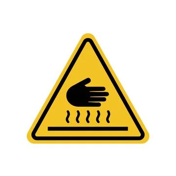 Warning hot surface on a yellow triangle board Stock Illustration