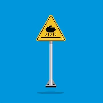 Warning hot surface on a yellow triangle board Stock Illustration