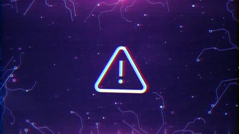 Warning Icon on Circuit Tech Background Video stock 320898041