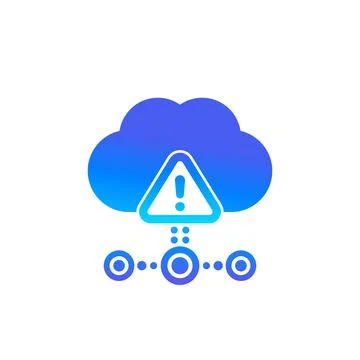 Warning icon with cloud, hosting error vector Ilustración de archivo