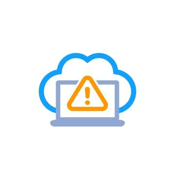 Warning icon with cloud on white, vector 스톡 일러스트