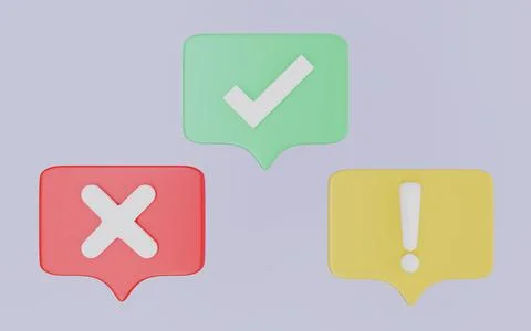 Warning icon, Cross mark or rejected, Green Tick Check mark symbol concept Stock Illustration