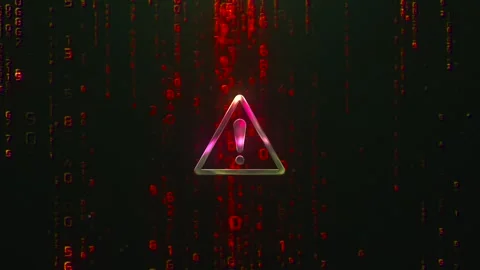 Warning icon Digital Hacker Program Coding  Futuristic Hacking Codes Backgro Stock Footage 291142359