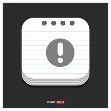 Warning icon Gray icon on Notepad Style template Vector EPS 10 Free Icon Illustrazione stock