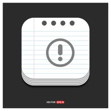 Warning Icon Gray icon on Notepad Style template Vector EPS 10 Free Icon Stock Illustration