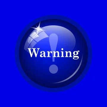 Warning icon. Internet button on blue background. . Stock Illustration