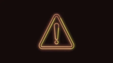 Warning Icon Neon Seamless Loop with Black Background 4K Video stock 311433468